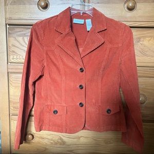 Villager Liz Claiborne Corduroy Buttonup Jacket Size 12 Color Rust
